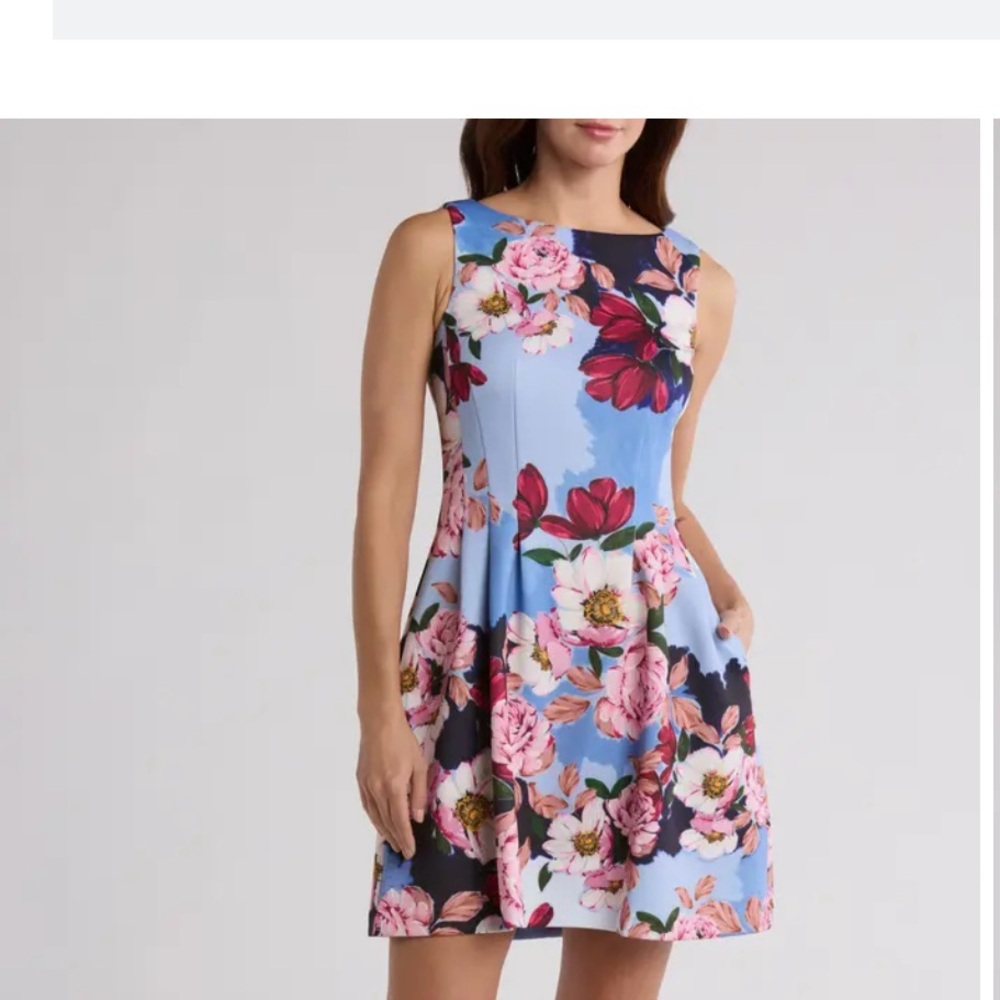 VINCE CAMUTO Fit & Flare Scuba Dress Floral Sleeveless Dress- Vc4m5487 NWT